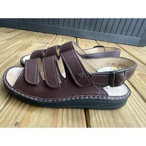 Finn Comfort Sylt Sandals Womens Sz 7.5 EU 38 Brown Leather Soft Footbed